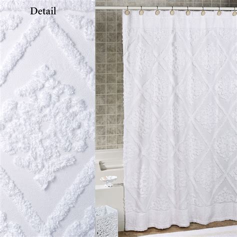 chenille shower curtain white